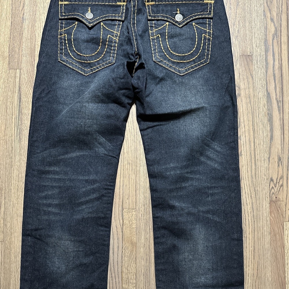 MINT True Religion BILLY Super T Men's Dark Jean Size 36x31 Orange Stitch $275